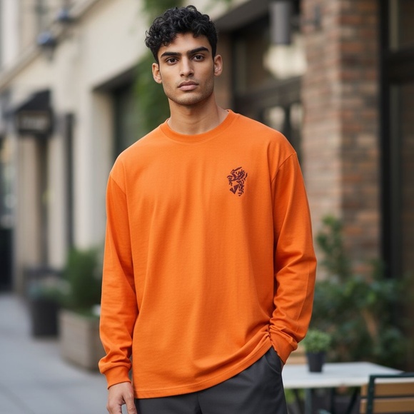 Vintage 1980s Orange Long Sleeve T-Shirt Martabel Soccer Football, Mens S-XL - Picture 1 of 3